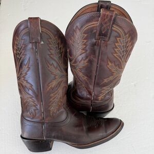 Size 11 - Justin Western Cowboy Leather Men's Boots- Dark Brown Leather